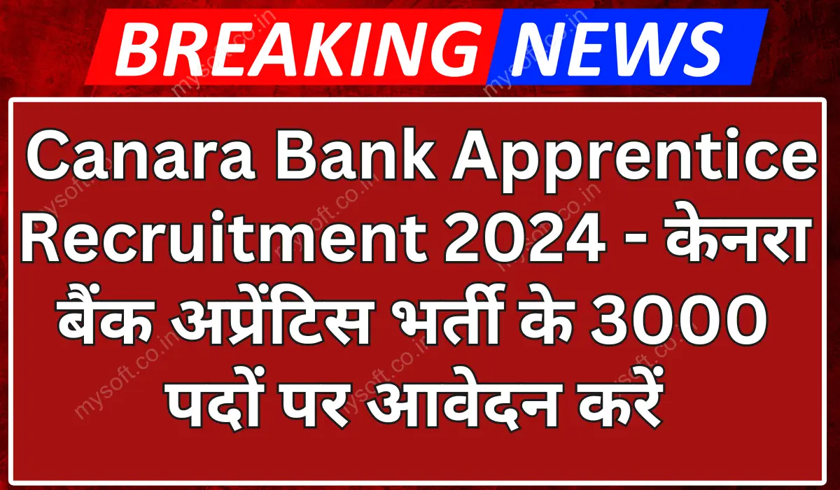 Canara Bank Apprentice Recruitment 2024 Notification Out - Apply Online