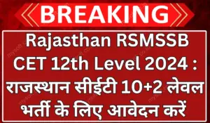 Rajasthan RSMSSB CET 12th Level 2024