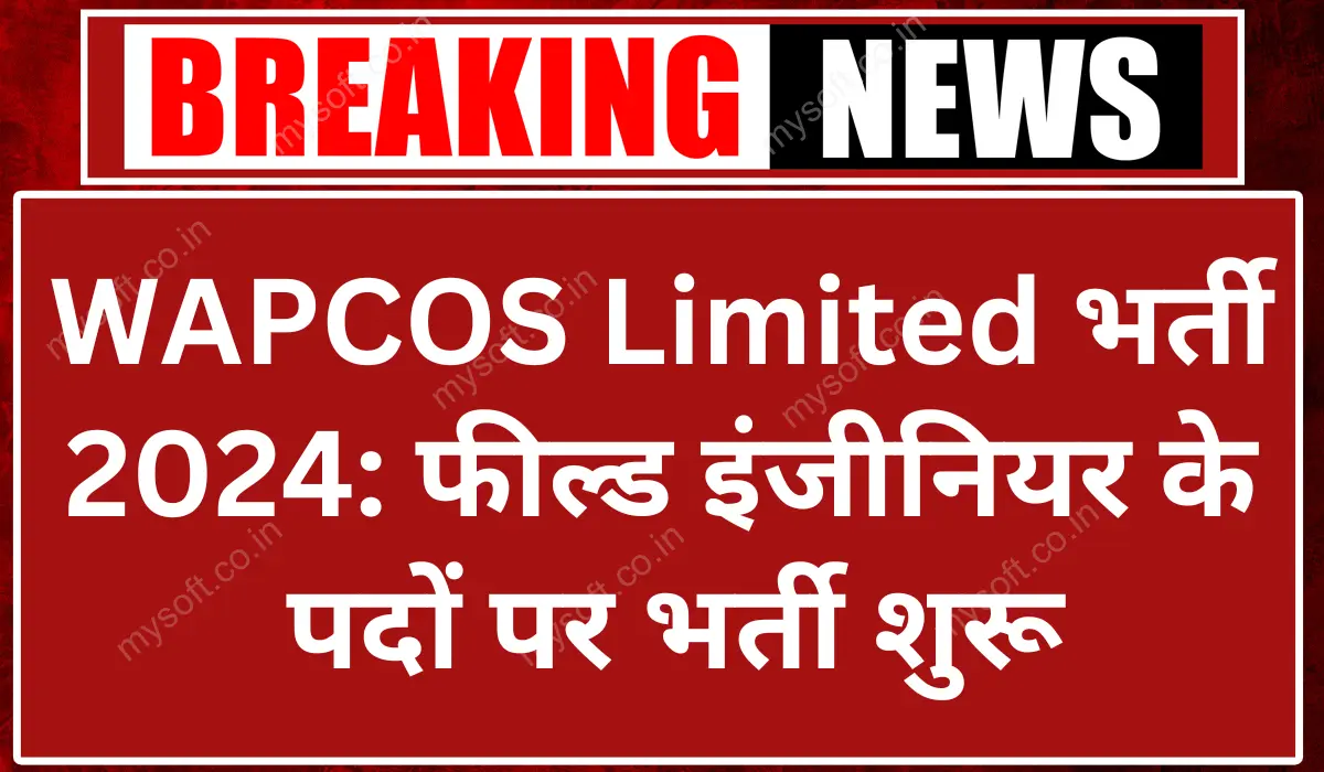 WAPCOS Limited Recruitment 2024 for Field Engineer Post