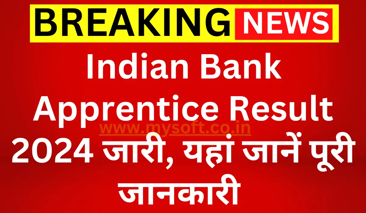 Indian Bank Apprentice Result 2024 Out at indianbank.in