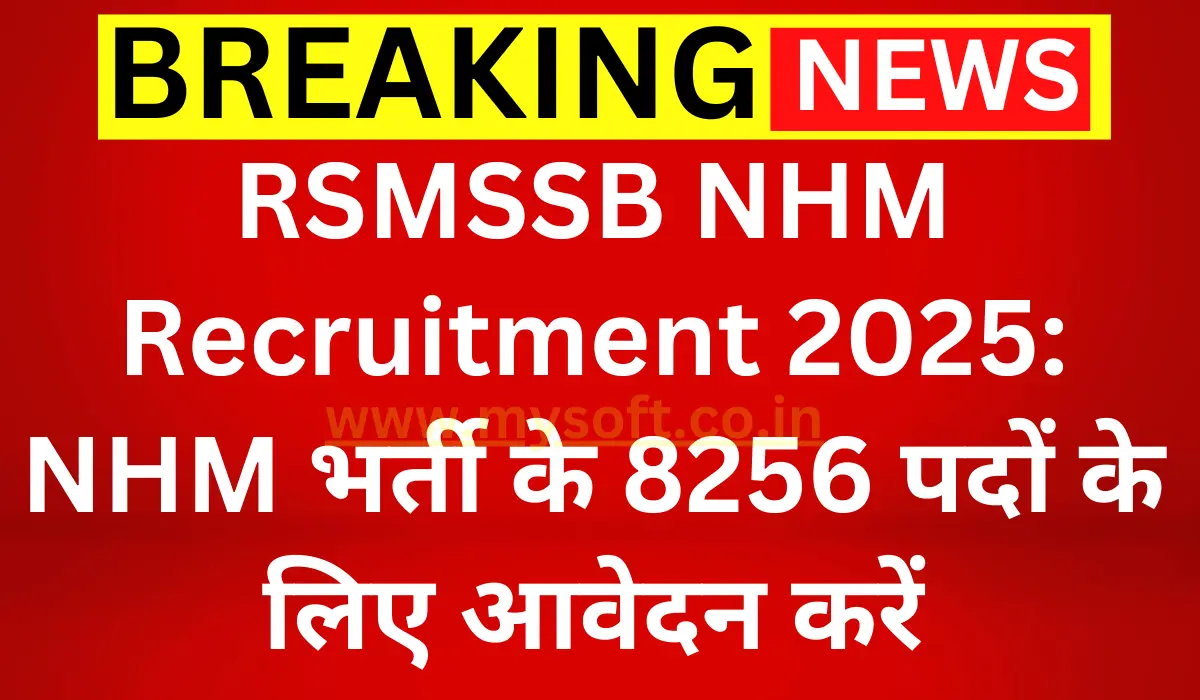 Rajasthan RSMSSB NHM Recruitment 2024, Apply Online for 8256 Posts